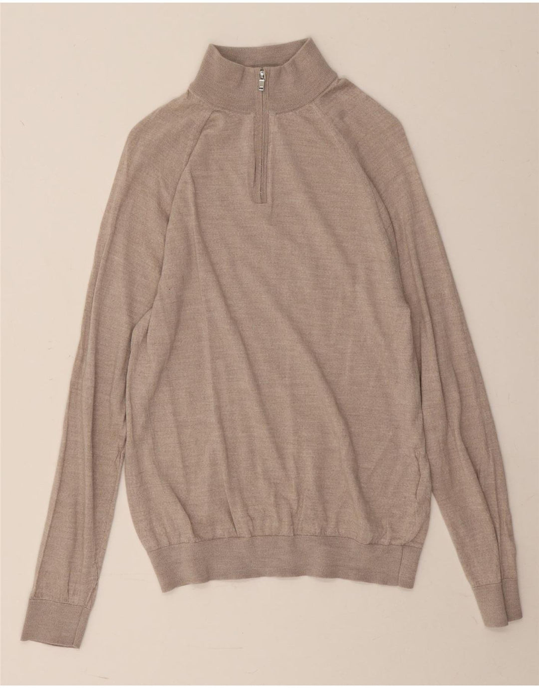Męski sweter zapinany na zamek REISS, duży, szary, wełniany