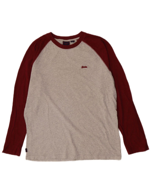 Top chłopięcy Superdry z długim rękawem, 15-16 lat, XL, szara, bawełniana w bloki kolorów