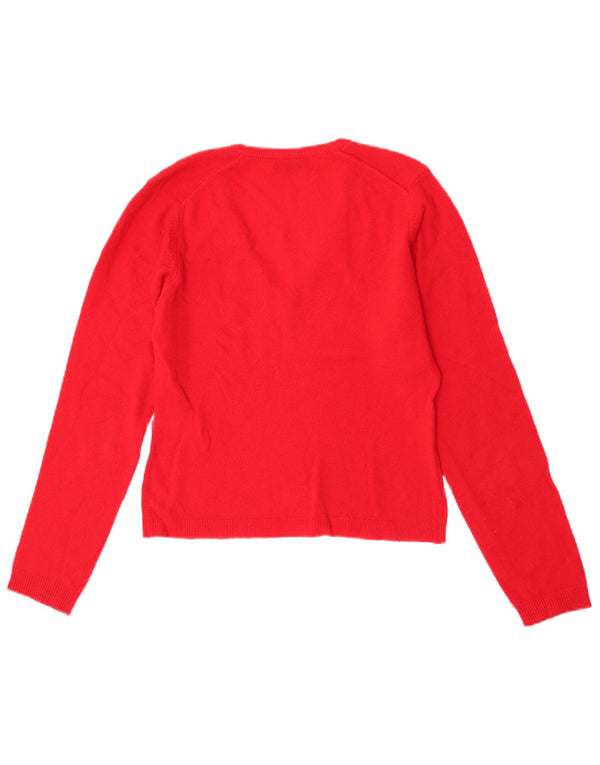 Damski sweter Benetton z dekoltem w kształcie litery V, UK 6 XS, czerwony