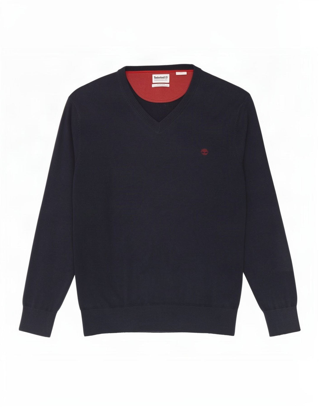 Męski sweter Timberland z dekoltem w szpic, średni granatowy, bawełniany