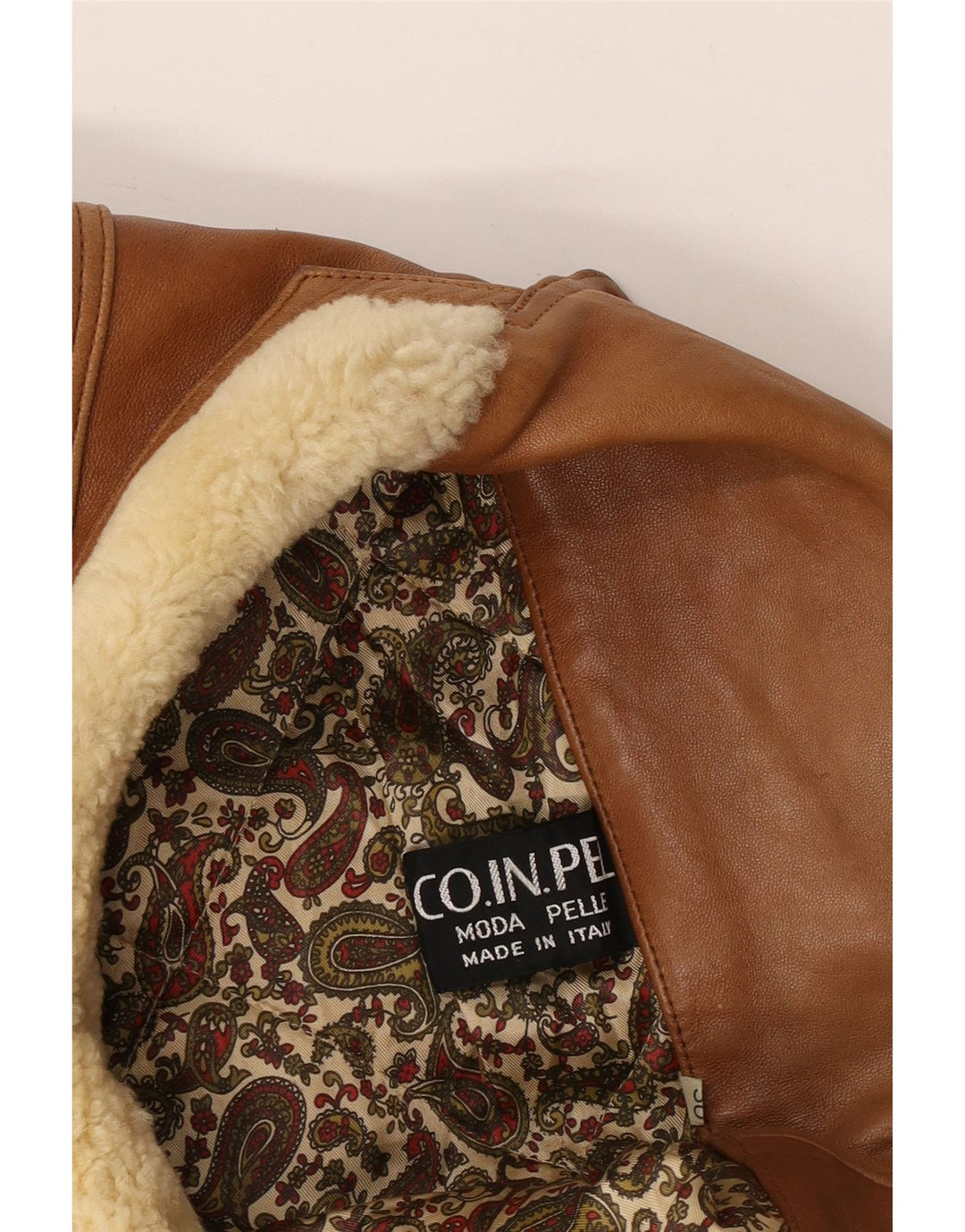 Vintage męska kurtka wojskowa dwurzędowa UK 40 duża beżowa skóra