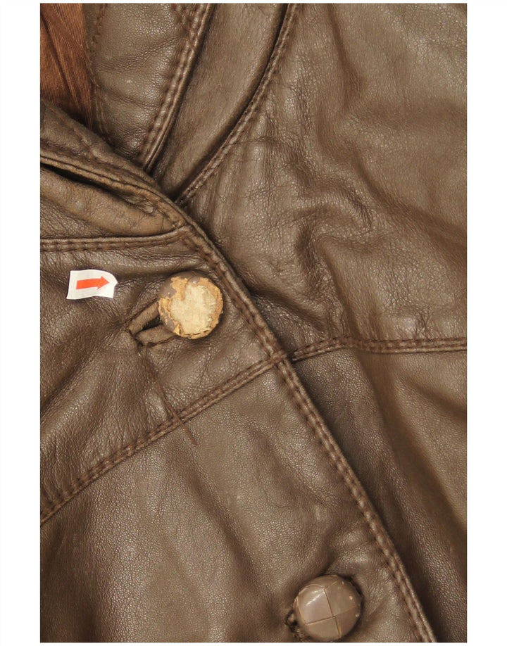 Carla Buti Damska kurtka skórzana oversize IT 46, duża brązowa