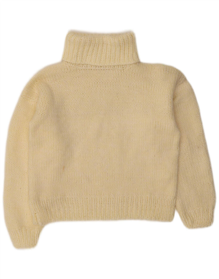Sweter damski w stylu vintage z wywijanym dekoltem UK 14, średni żółty