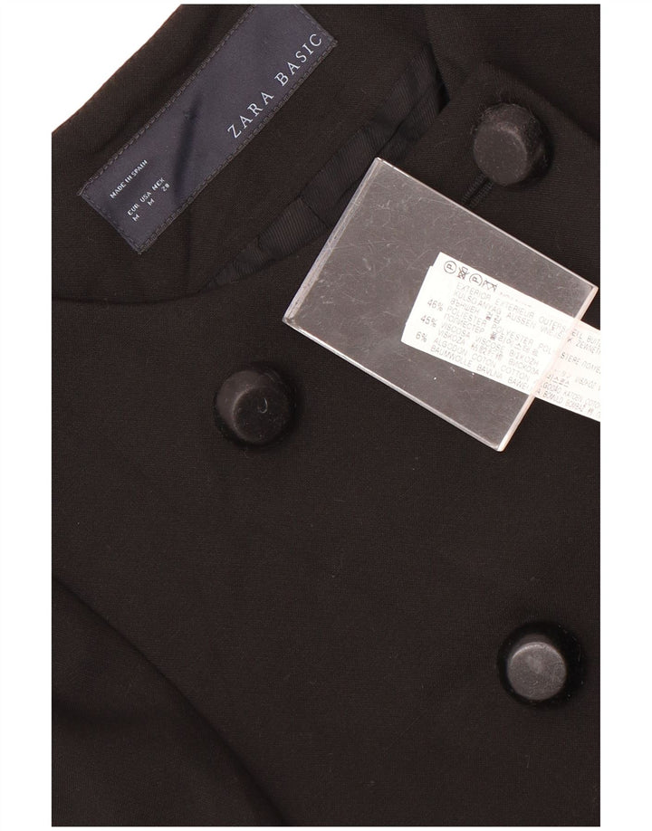 Damski dwurzędowy płaszcz Zara UK 12, średni czarny poliester