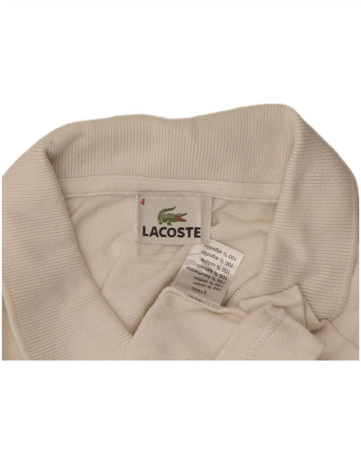 LACOSTE Mens Polo Shirt Size 4 Medium White Cotton