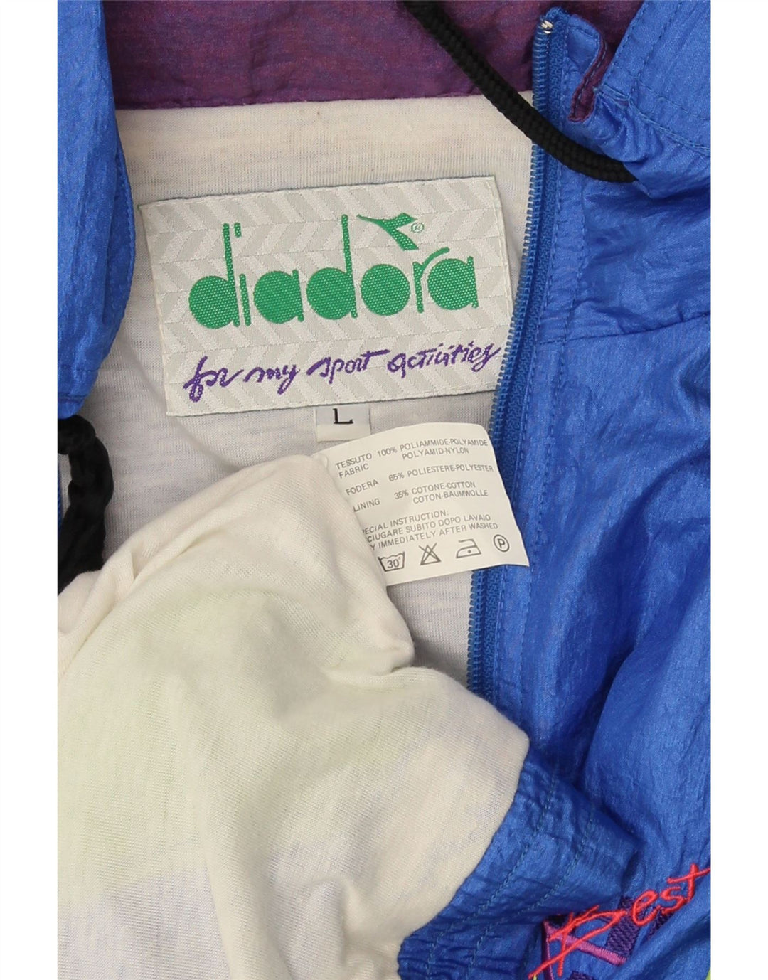 Męska bluza dresowa Diadora z grafiką, oversize, duża, niebieska, z blokami kolorów