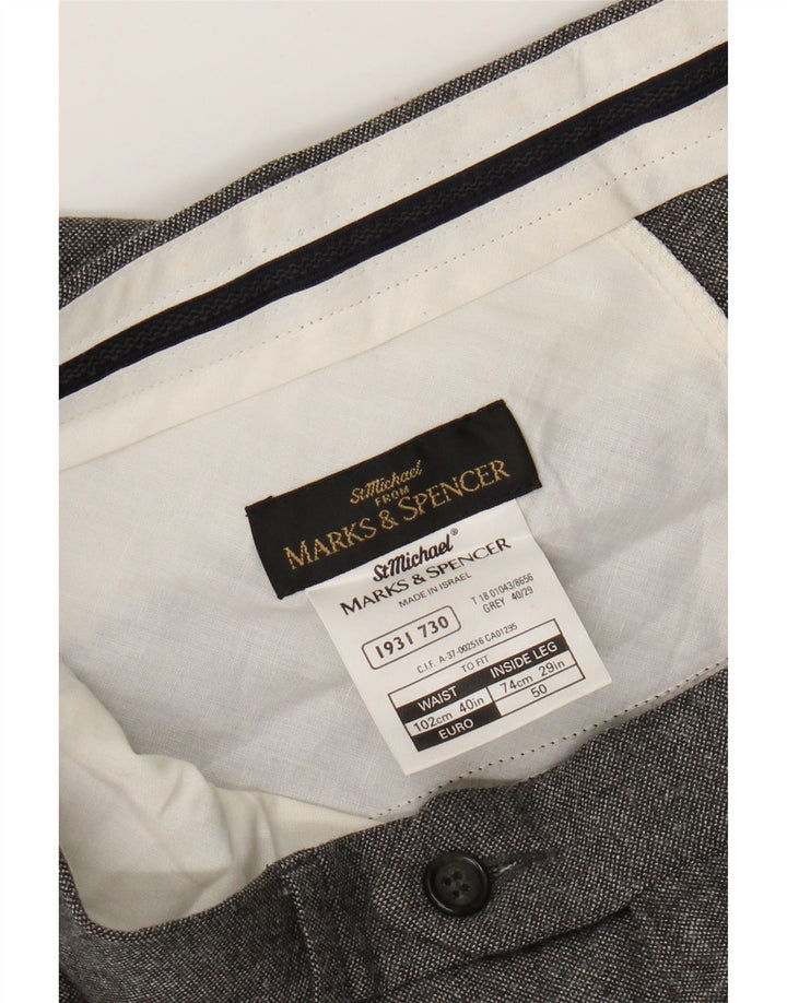 Marks & Spencer Męskie spodnie garniturowe St. Michael W40 L29 Szara wełna