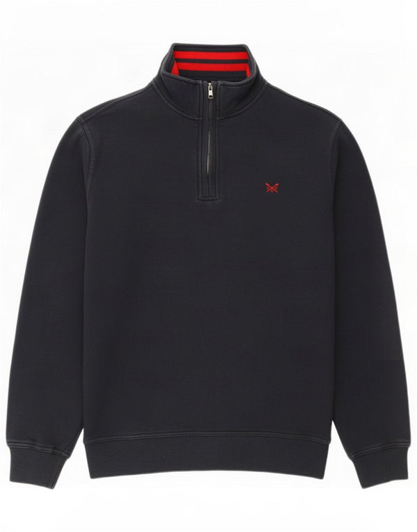 Crew Clothing Mens Zip Neck Sweatshirt Jumper XL Navy Blue Cotton