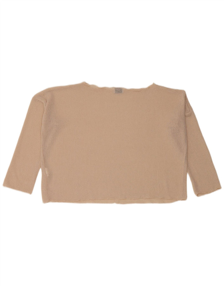 Damski krótki top Zara o kroju oversize z rękawem 3/4, UK 10, mały, beżowy poliester