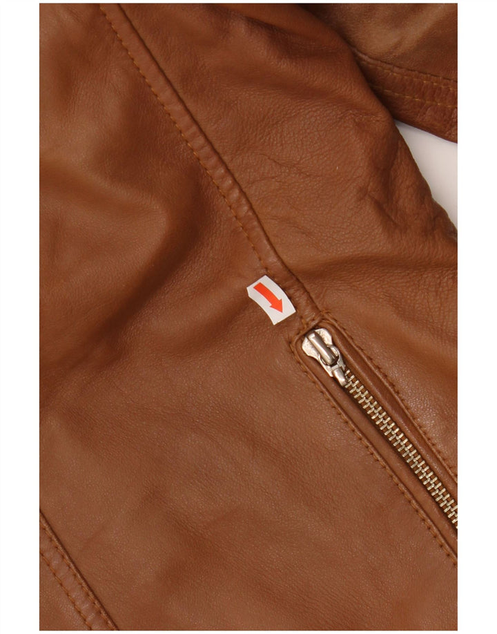 Vintage męska skórzana kurtka motocyklowa UK 40 duża brązowa skóra