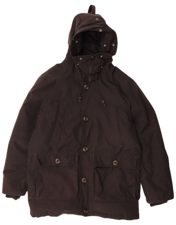 Męski ocieplany płaszcz z kapturem Superdry UK 44 2XL Czarny poliester