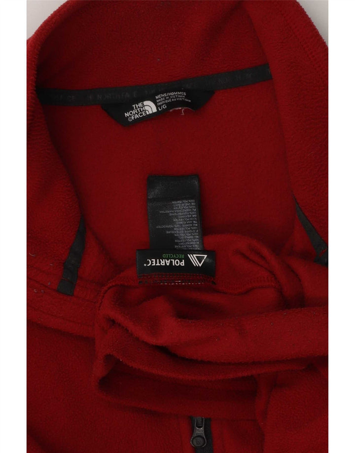 Męski sweter polarowy The North Face z zamkiem błyskawicznym, duży, czerwony, poliestrowy