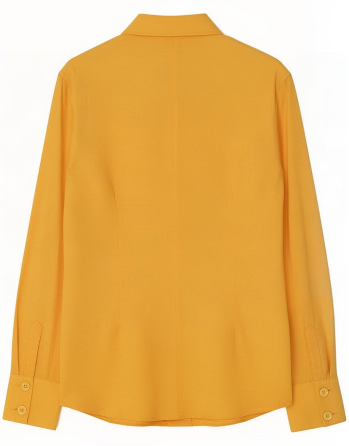 Vintage Womens Shirt UK 10 Small Yellow Polyester