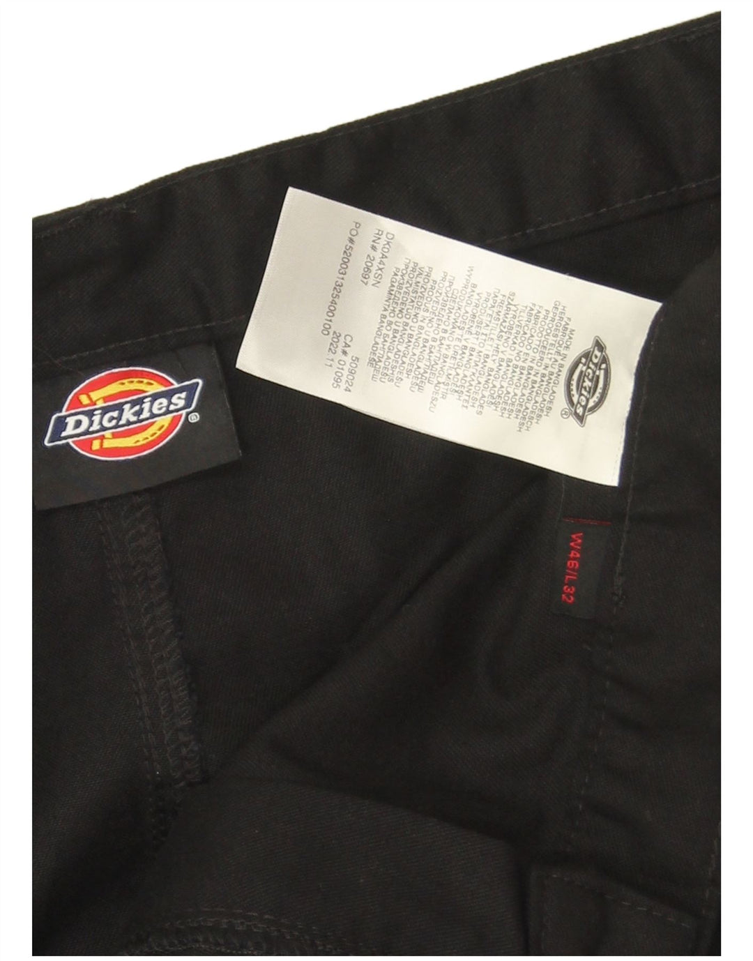 Męskie proste spodnie cargo Dickies W46 L30 Czarny poliester