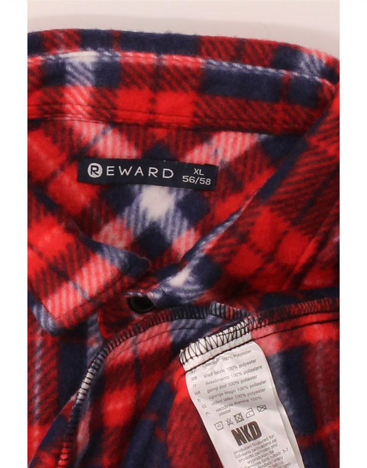 REWARD Mens Fleece Overshirt Shirt IT 56/58 XL Red Check Polyester Vintage Reward and Second-Hand Reward from Messina Hembry 
