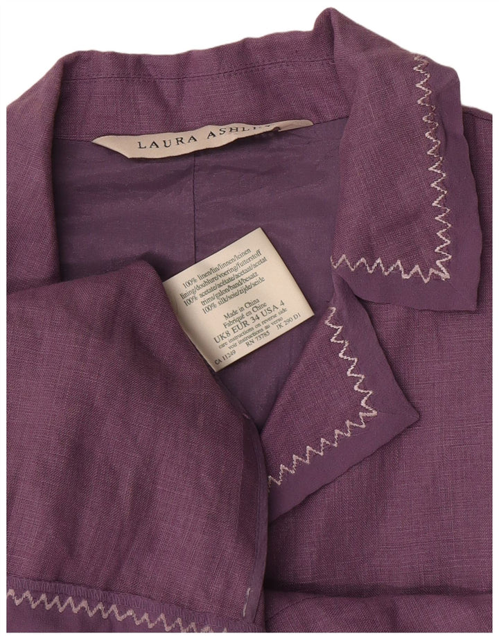 Damska marynarka zapinana na 3 guziki Laura Ashley UK 8 Small Purple Linen