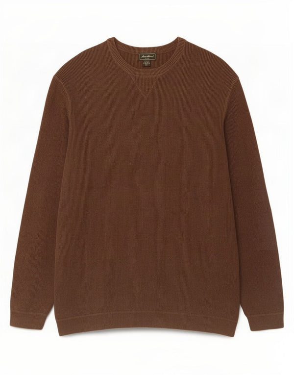 Męski sweter z okrągłym dekoltem Eddie Bauer 3XL, brązowa bawełna