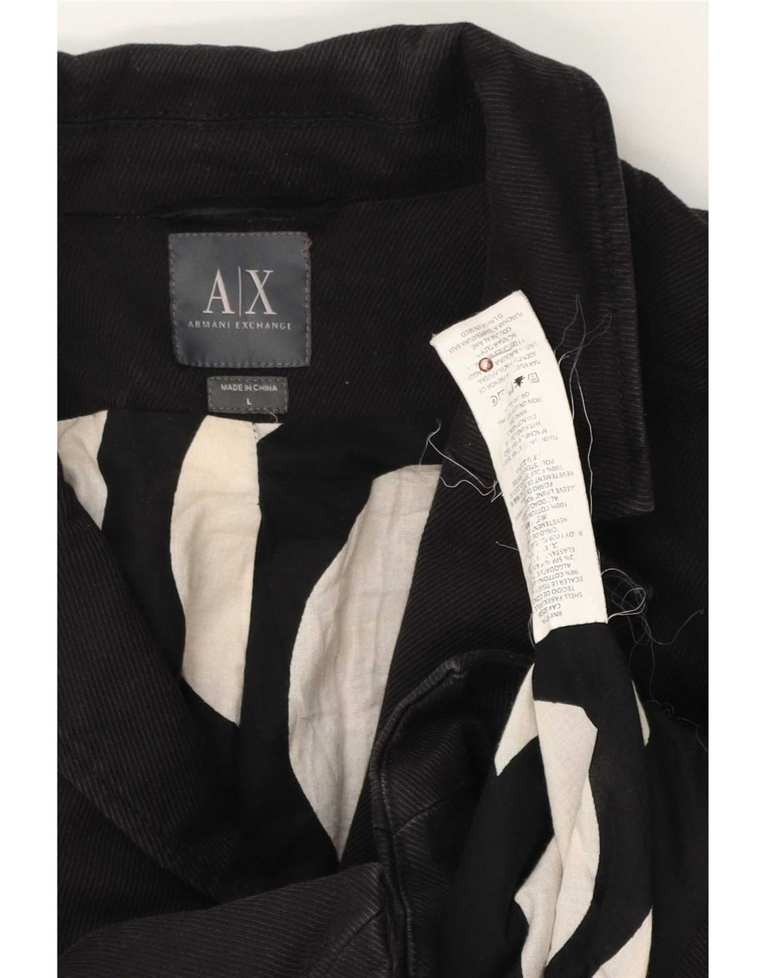 Armani Exchange Bolero damskie zapinane na 3 guziki UK 14, duże, czarne, bawełniane