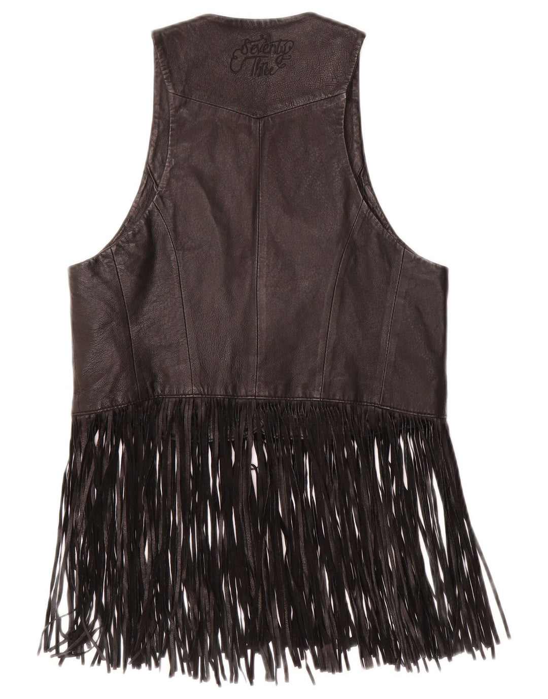 PEPE JEANS Damska kamizelka skórzana UK 10 Mała czarna skórzana kowbojka