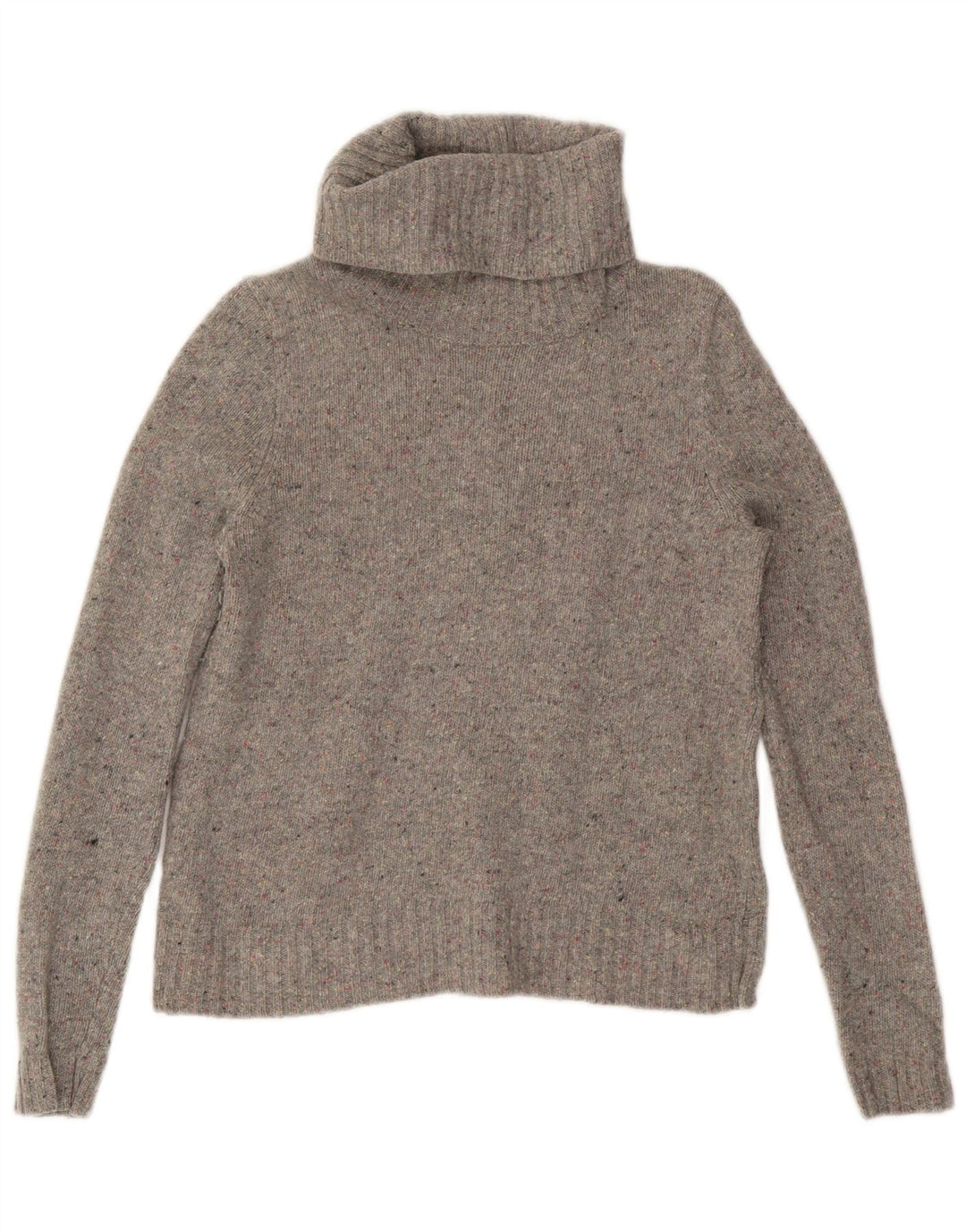 J. CREW Damski sweter z golfem UK 10, mały, szary nakrapiany