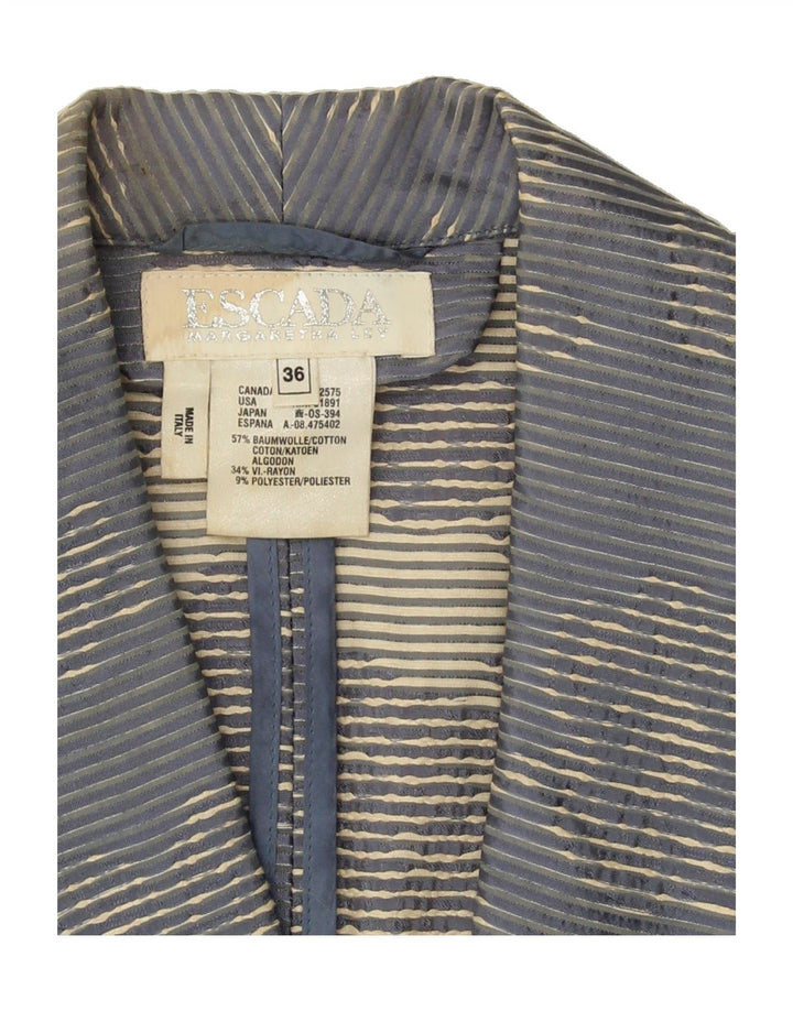 ESCADA Womens 1 Button Blazer Jacket EU 36 Small Blue Floral Cotton Vintage Escada and Second-Hand Escada from Messina Hembry 
