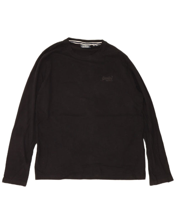 Superdry Mens Top Long Sleeve 2XL Black Cotton