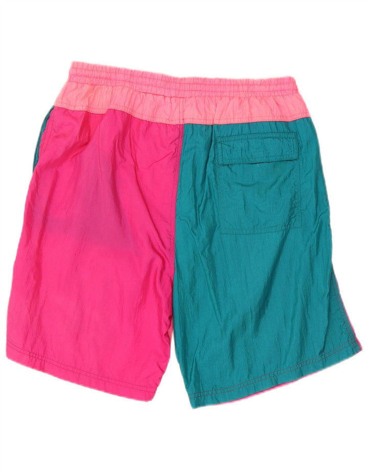 Męskie stroje kąpielowe w stylu vintage XL Różowy poliamid z blokami kolorów