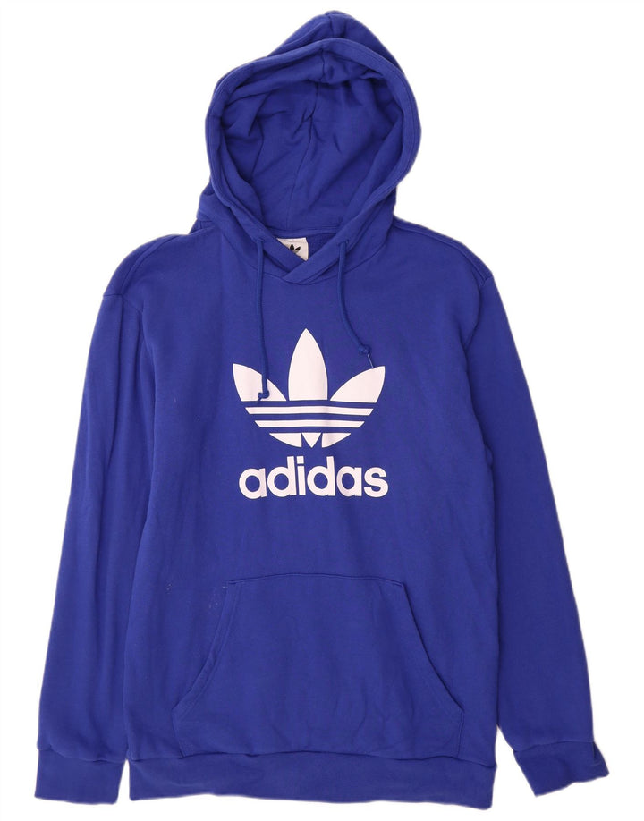 Męska bluza z kapturem Adidas Graphic, średnia niebieska, bawełniana