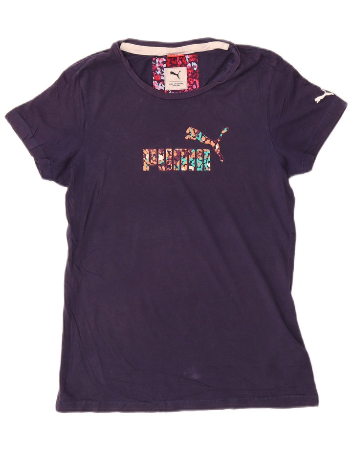 Damska koszulka z grafiką Puma Top UK 12 Średni granatowy, bawełniany