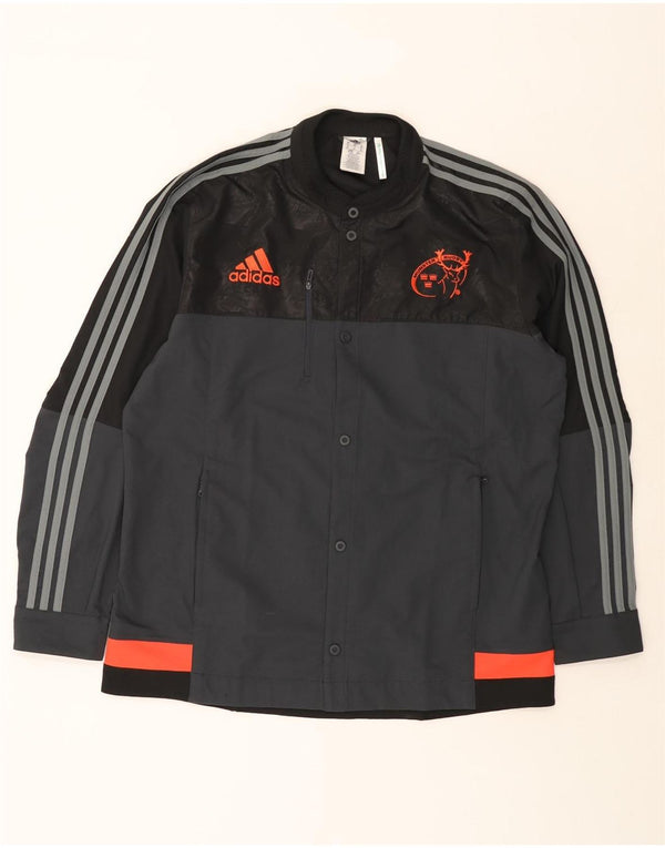 Adidas Męska kurtka bomber Munster Rugby Graphic UK 42 XL Szary blok kolorów