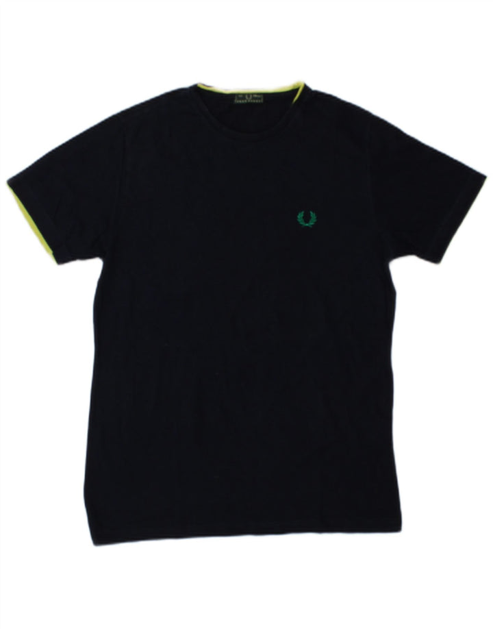 FRED PERRY Boys T-Shirt Top 13-14 Years Navy Blue Cotton