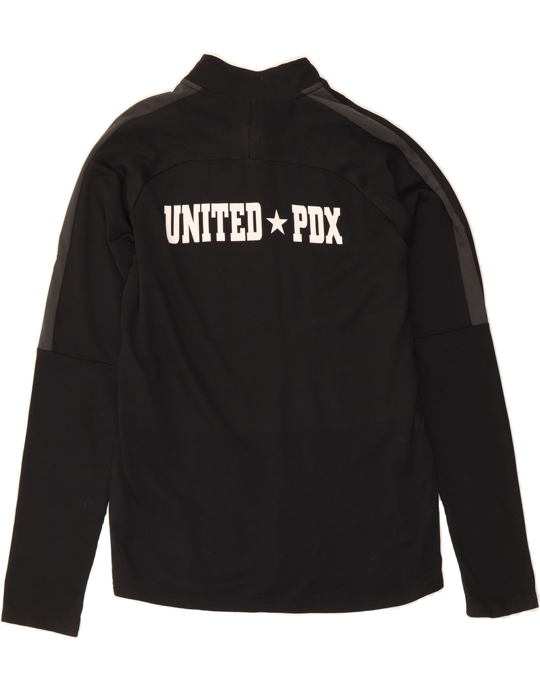 NIKE Mens United PDX Graphic Zip Neck Pullover Tracksuit Top Small Black Vintage Nike and Second-Hand Nike from Messina Hembry 
