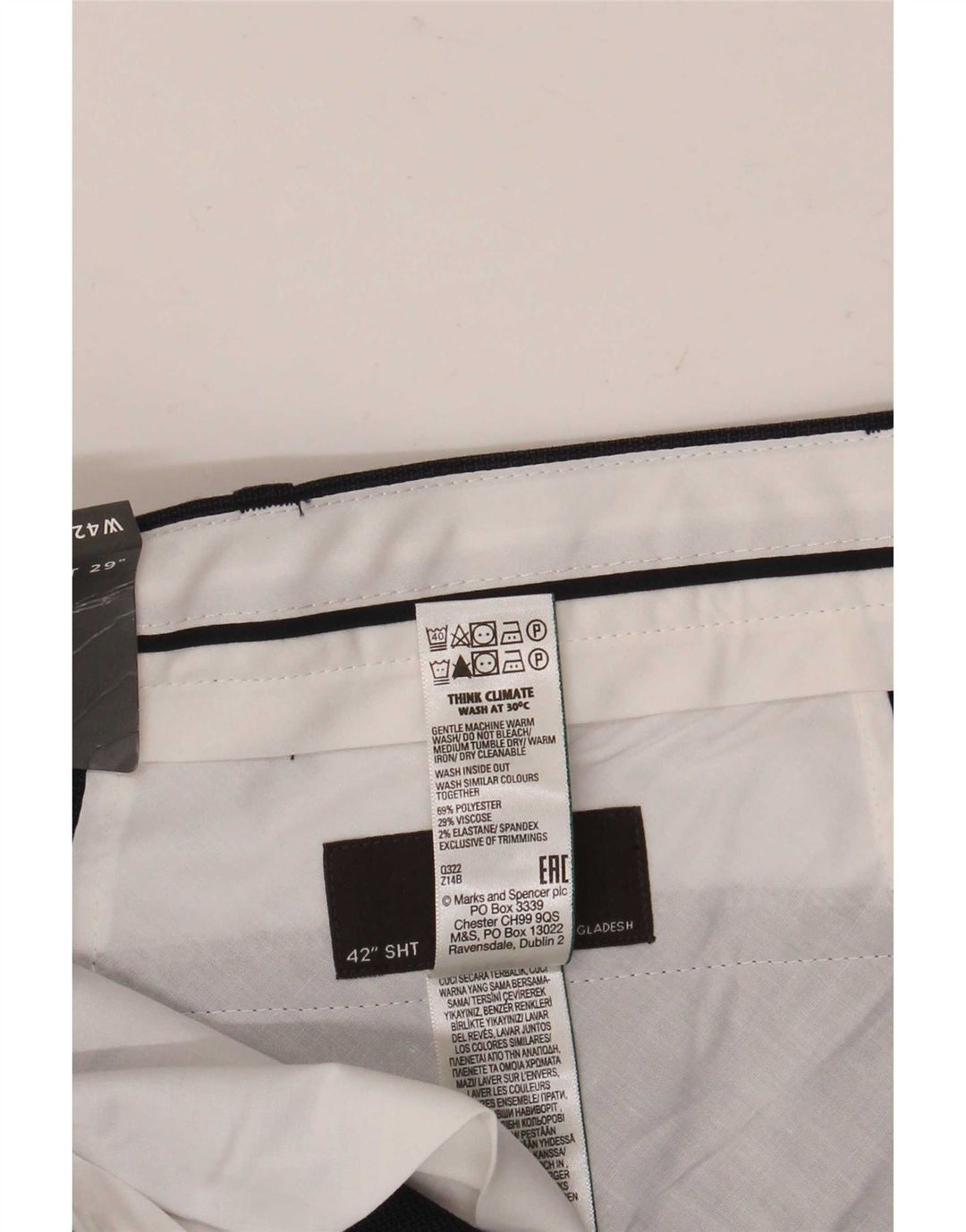 Męskie spodnie Chino Marks & Spencer W42 L29 Granatowy poliester