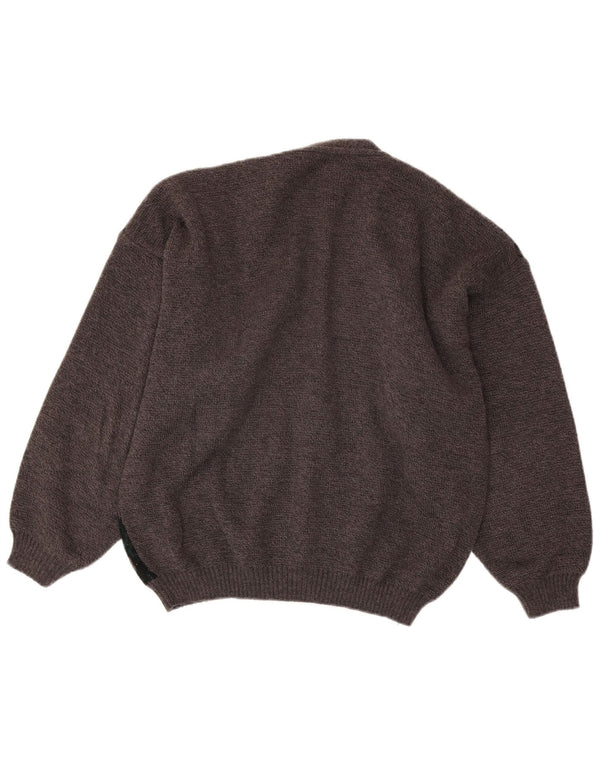 Męski sweter rozpinany VINTAGE Średni szary Argyle/Diamentowy akryl