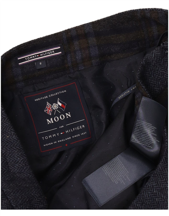 Damska spódniczka mini Tommy Hilfiger US 8 Medium W32 Granatowa wełniana krata
