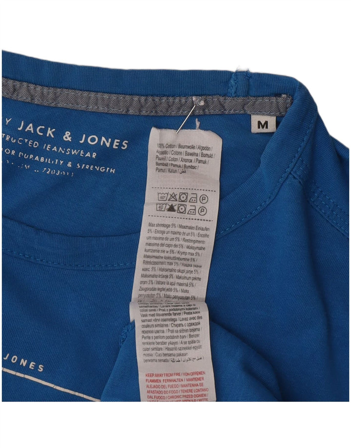 Męski T-shirt z grafiką Jack & Jones, bawełniany, średni niebieski