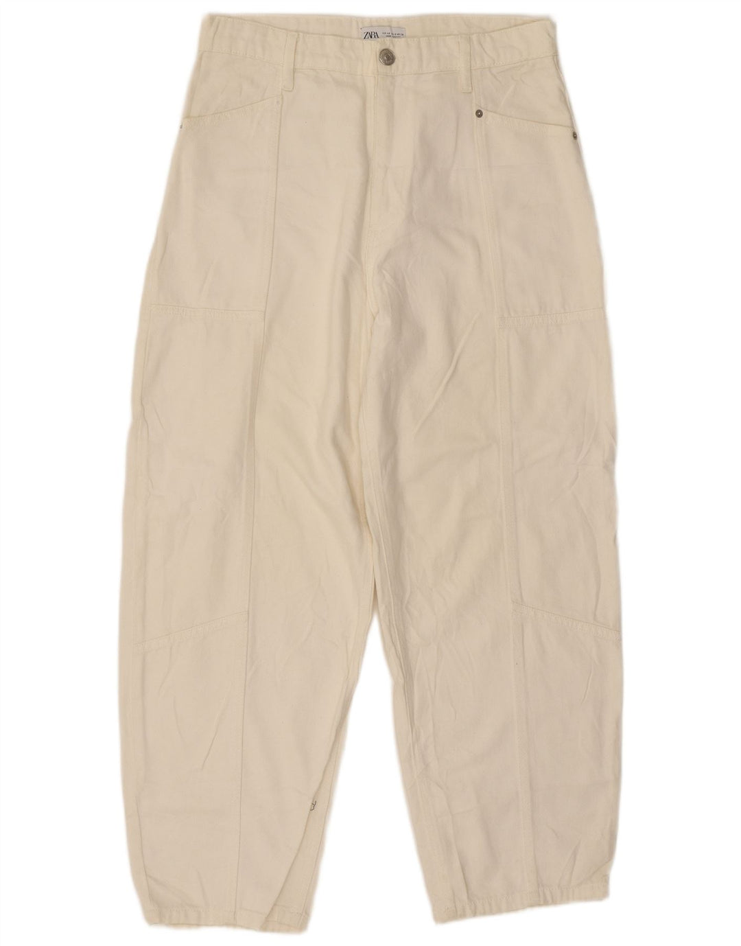 Damskie luźne dżinsy Zara z wysokim stanem EU 40 Medium W32 L27 Off White