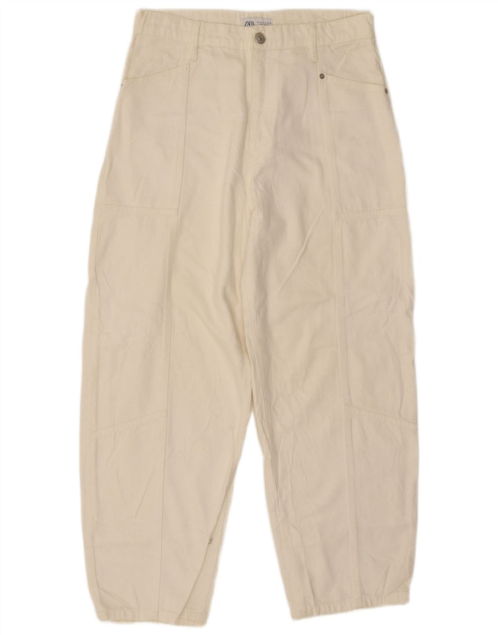 Damskie luźne dżinsy Zara z wysokim stanem EU 40 Medium W32 L27 Off White
