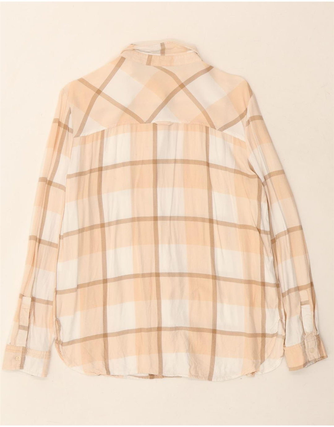 ZARA Womens Shirt UK 16 Large Beige Check Vintage Zara and Second-Hand Zara from Messina Hembry 