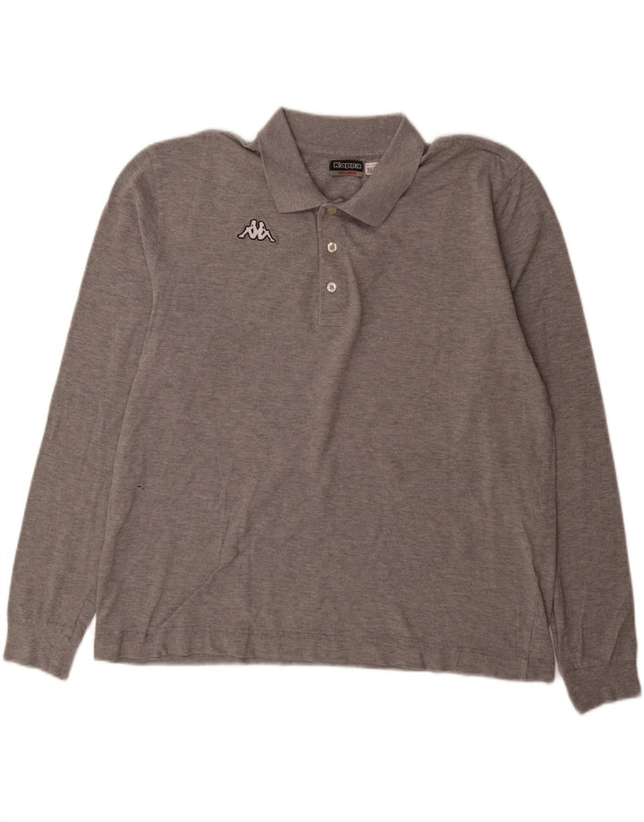 KAPPA Mens Long Sleeve Polo Shirt 2XL Grey Vintage Kappa and Second-Hand Kappa from Messina Hembry 