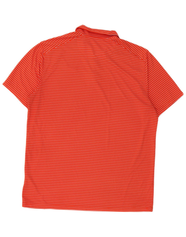 Męska koszulka polo Nike Dri Fit, duża, pomarańczowa, poliestrowa w prążki