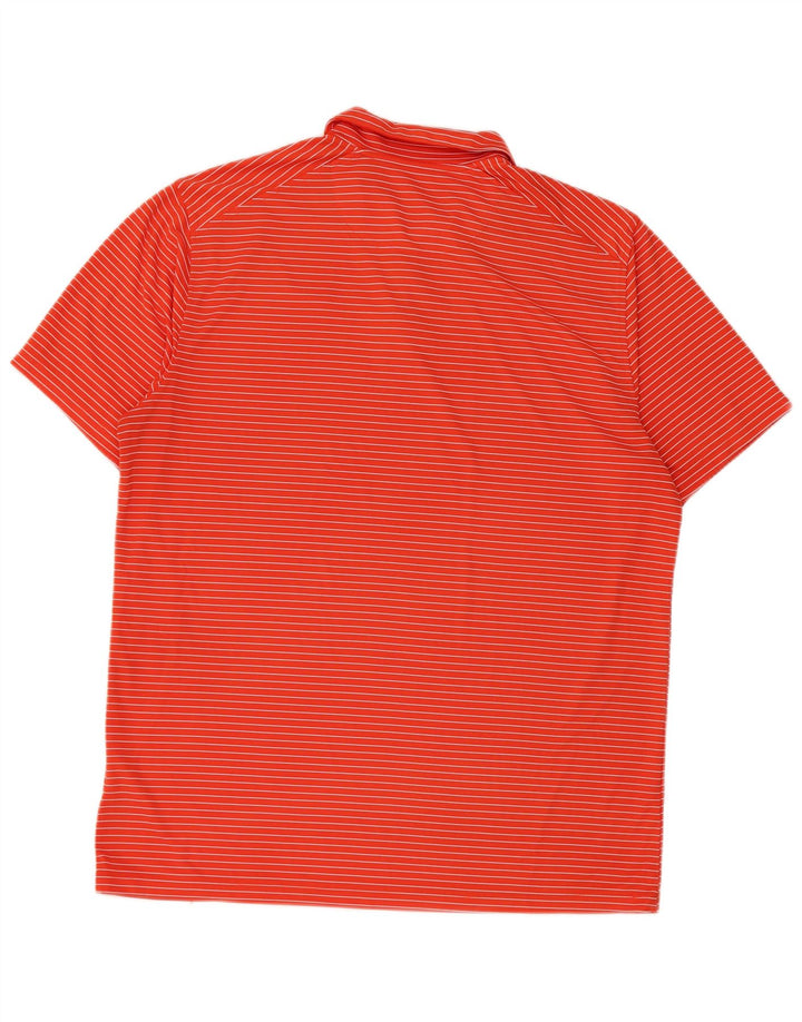 Męska koszulka polo Nike Dri Fit, duża, pomarańczowa, poliestrowa w prążki