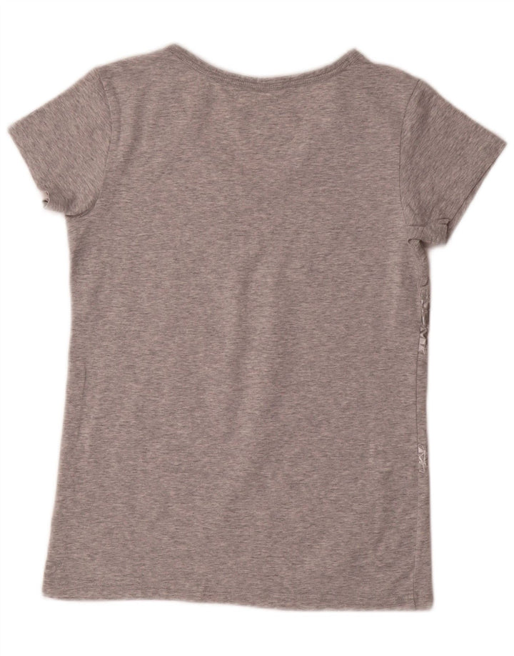 PUMA Womens T-Shirt Top UK 12 Medium Grey Geometric Cotton