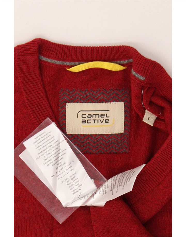 CAMEL ACTIVE Mens V-Neck Jumper Sweater Large Red Cotton