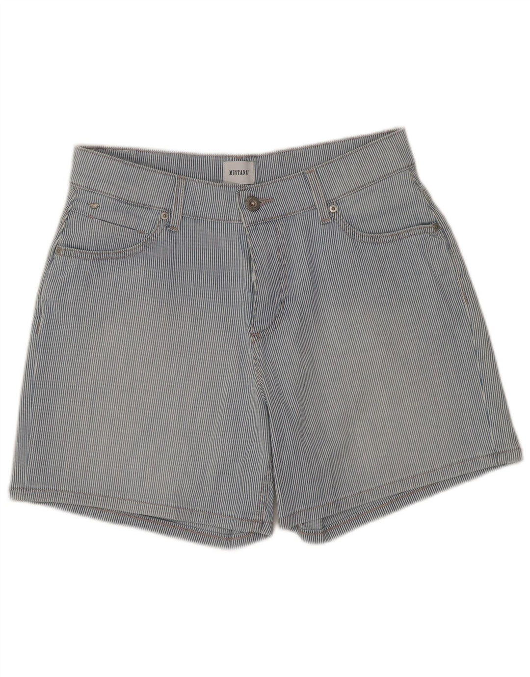 Damskie spodenki codzienne Mustang W27 Małe niebieskie bawełniane w prążki