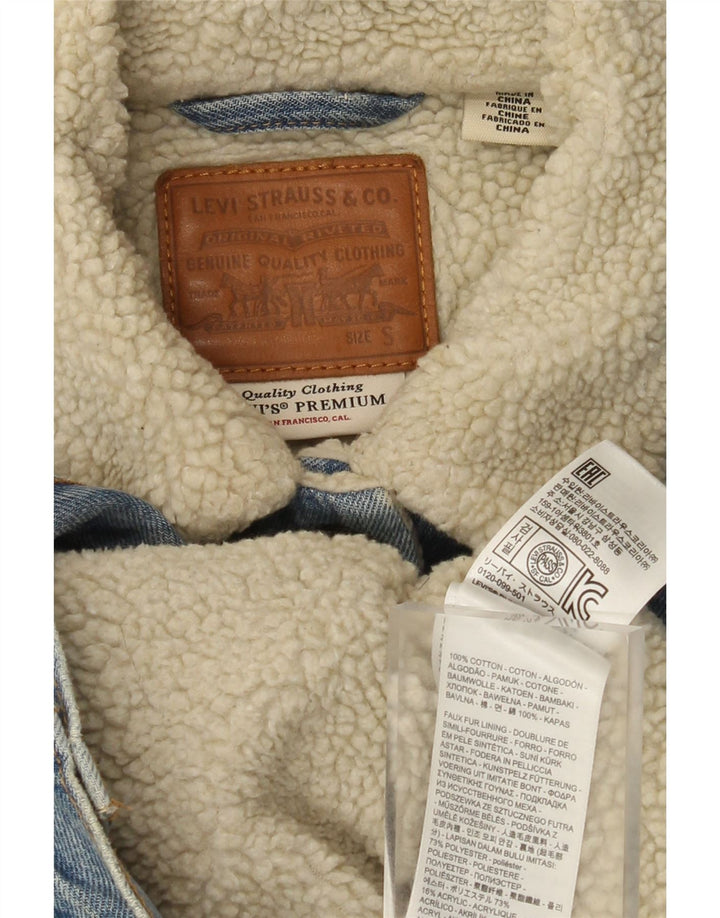 Damska kurtka dżinsowa Levi's Graphic Sherpa UK 10 Small, niebieska, bawełniana