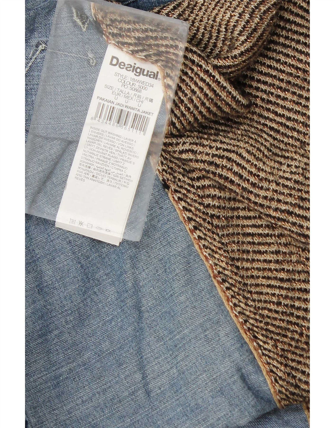 Damska jeansowa bluzka koszulowa Desigual UK 18 XL Wielobarwna patchworkowa wiskoza