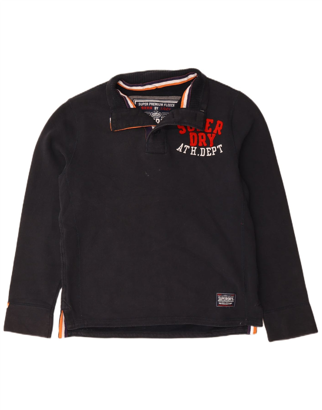Męski sweter Superdry z grafiką, zapinany na guziki, XL, granatowy, bawełniany
