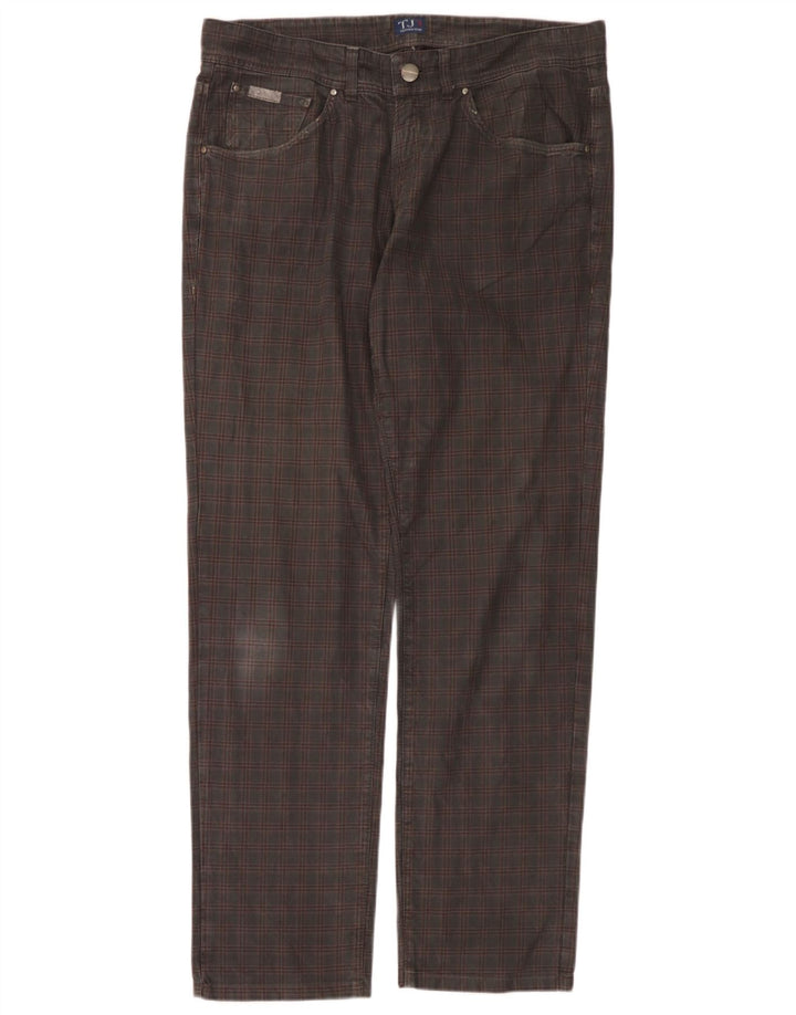 Męskie proste spodnie codzienne Trussardi W36 L32 w szarą kratkę