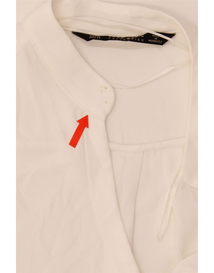 ZARA Womens Long Sleeve Blouse Top UK 14 Medium White Polyester Vintage Zara and Second-Hand Zara from Messina Hembry 